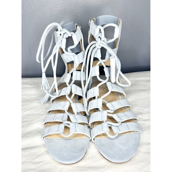 Vince Camuto Helayn Gladiator Sandals Women's Size 6.5 / 36.5 Light Blue Suede - Picture 1 of 14